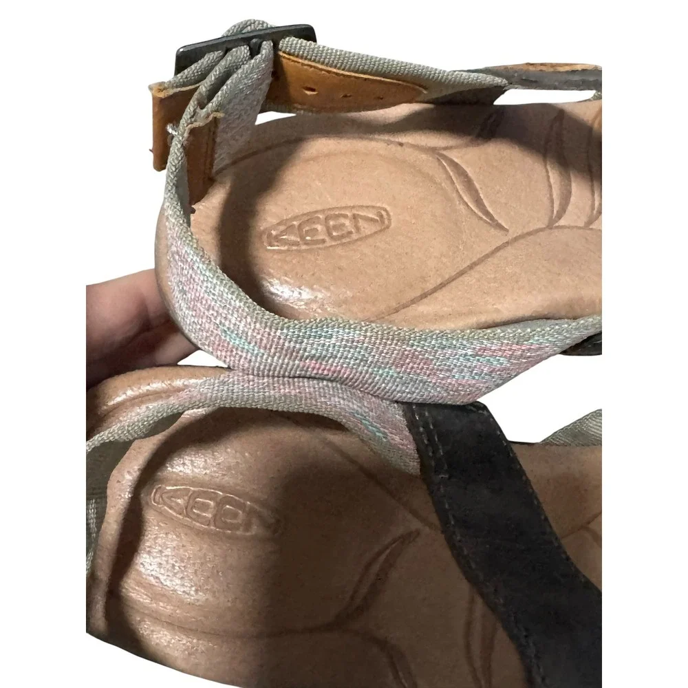 KEEN Skyline Wedge Sandals Strap leather comfort Gorpcore Sz 7 outdoors granola